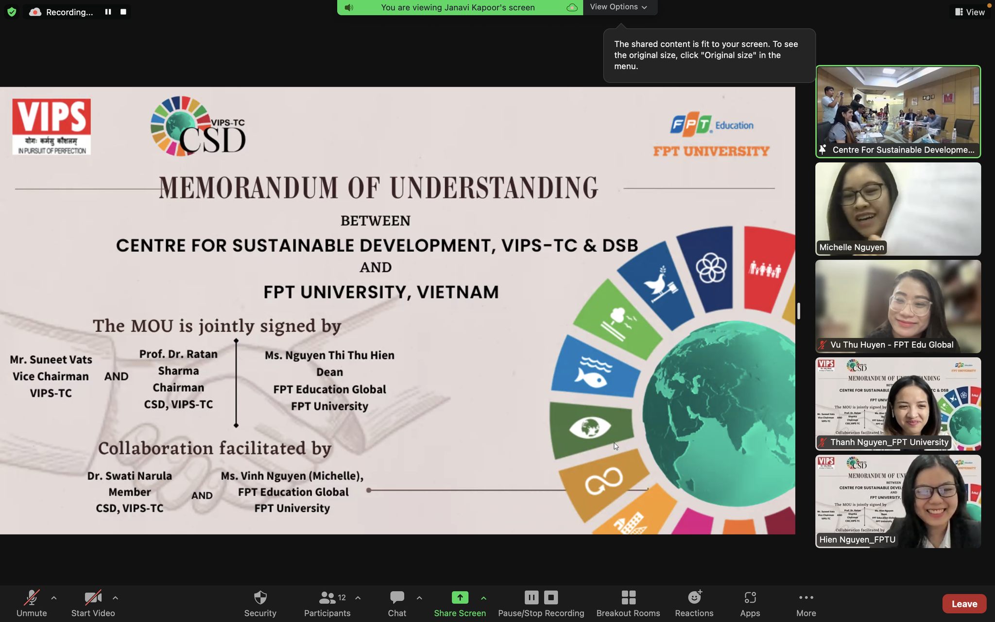 FPT University, Vietnam and Centre for Sustainable Development, VIPS-TC ...